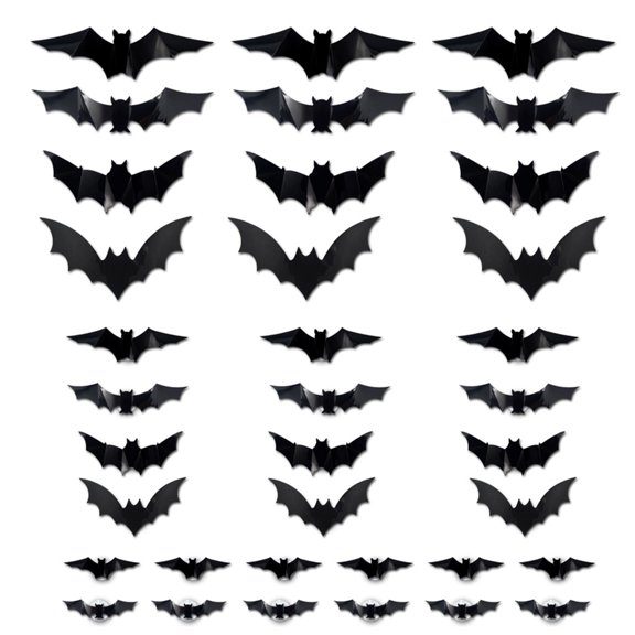 Zeiwohndc Glowing Bat Sticker with LED Light Halloween Decoration Adhesive PVC Clings