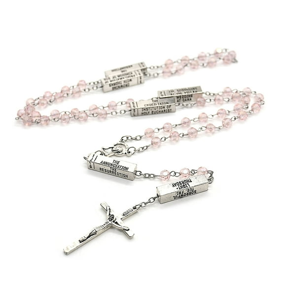 Zeiwohndc Gothic Jewelry Hematite Rosaries Beads Long Chain Necklaces Men Women Blue Pink