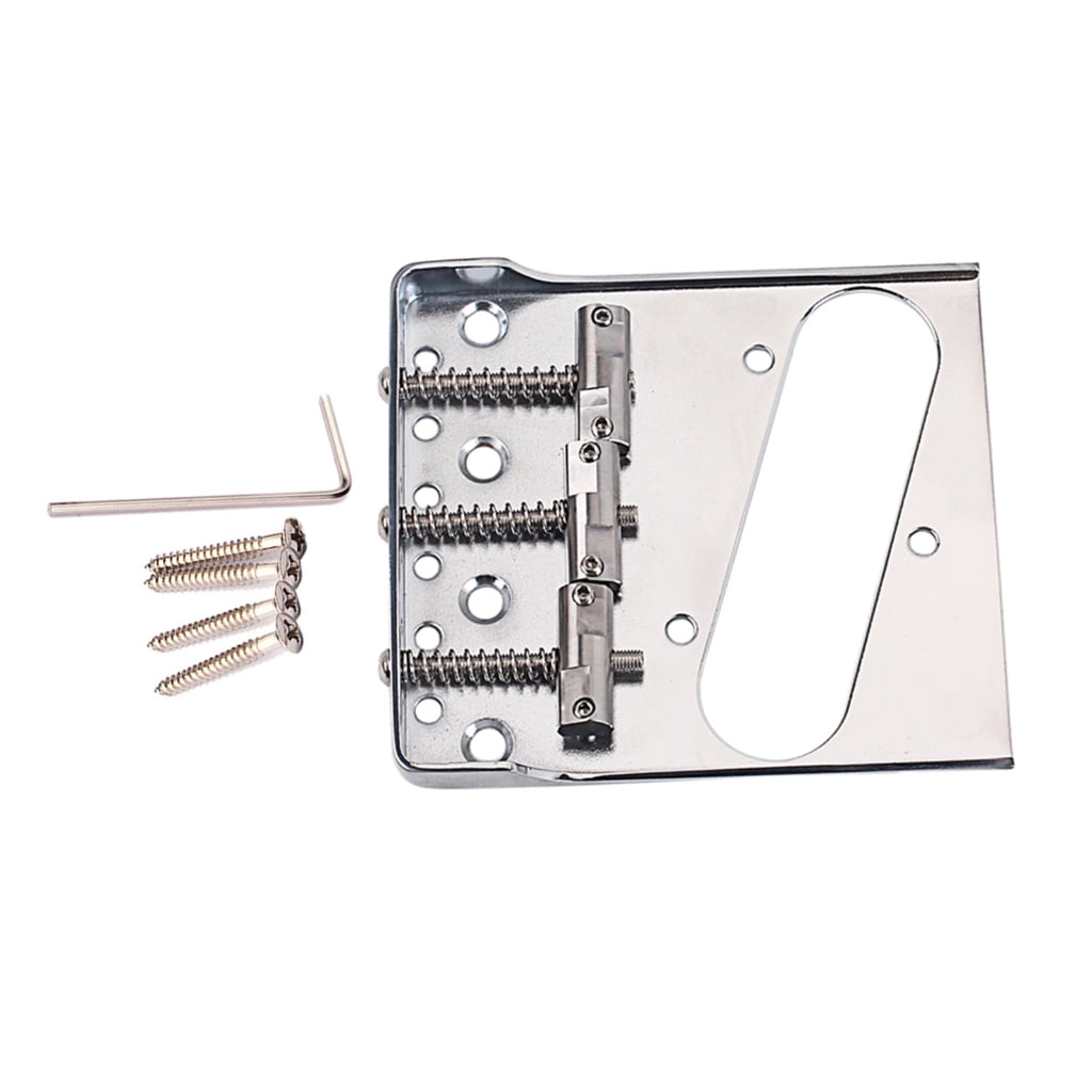 Zeiwohndc Guitar Bridge with Barrels Brass 3-Saddle for Hardtail Electric Guitar Part