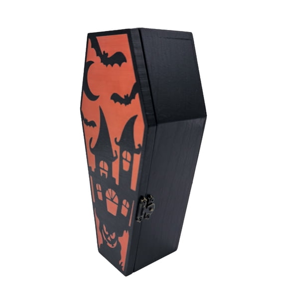 Zeiwohndc Halloween Themed Pine Coffer Storage Box For Candy Collection