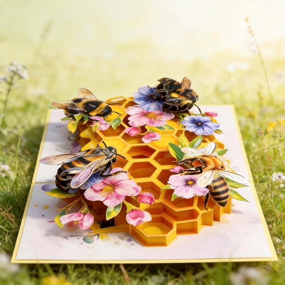 Zeiwohndc Handcrafted Bees Themed 3D Greeting Card Perfect For Birthdays And Parties