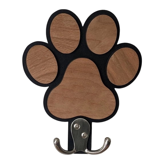 Zeiwohndc Handcrafted Wooden Paws Print Wall Hook Coat Hanger Metal Hardware Organizer