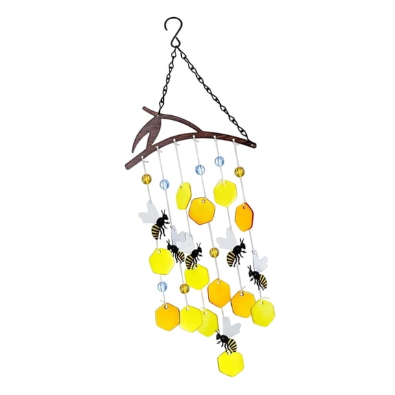 Zeiwohndc Handmade Glass Bees Wind Chimes Garden Patios Decors Musical Remembrances Gift