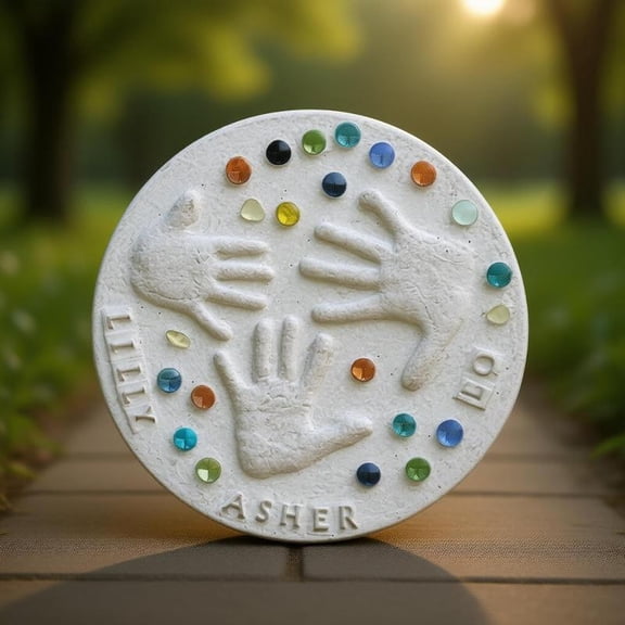 Zeiwohndc Handmade Handprint Stepping Stone Set Handmade Gypsum Ornament For Art Craft