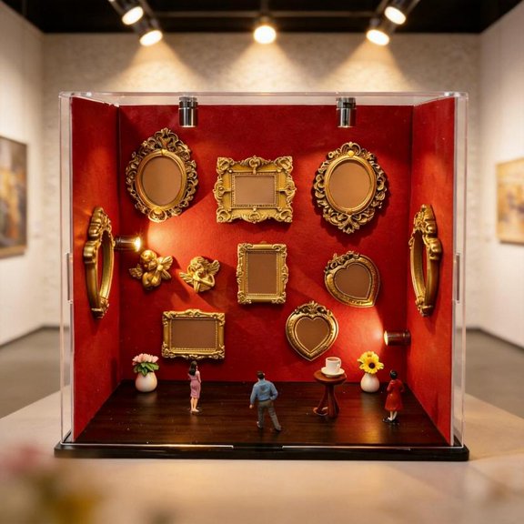 Zeiwohndc Handmade Memory Shadows Box Display Case with Miniature Figures and Light