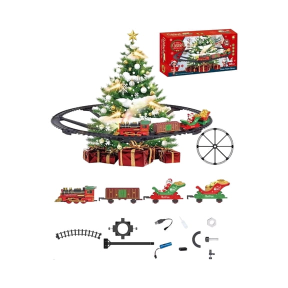 Zeiwohndc Hanging Christmas Train Set – Under-Tree Toy Train with Fog, Melodies and Lights, 2 Modes, Ideal for Family Indoor Decor
