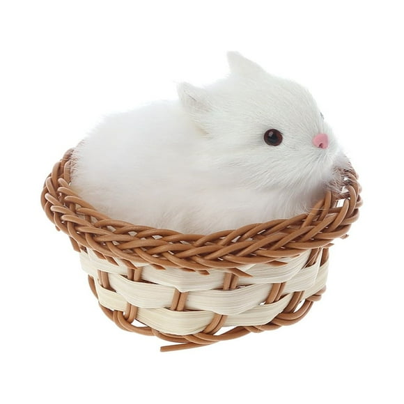 Zeiwohndc Hare Rabbits In Basket Furry Plush Toys Craft Collectible Gift For Children Kids