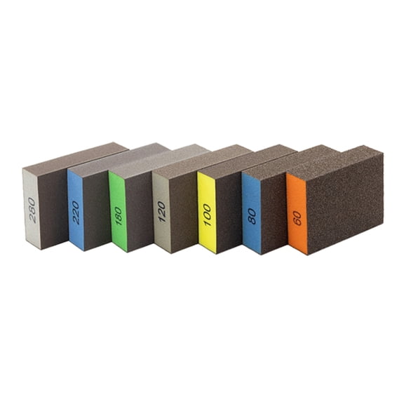 Zeiwohndc Heavy Duty Sanding Block 7 Pieces Washable for Metal Furniture Wood 60/80/100/120/180/220/280