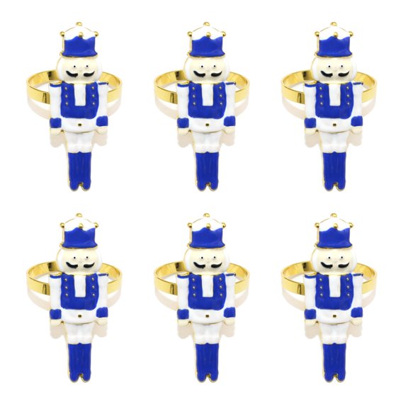 Zeiwohndc Holiday Dinnerware Set Of 6 Nutcrackers Soldier Metal Napkin Rings Table Decors