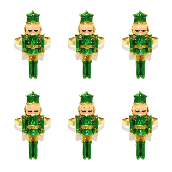 Zeiwohndc Holiday Dinnerware Set Of 6 Nutcrackers Soldier Metal Napkin Rings Table Decors