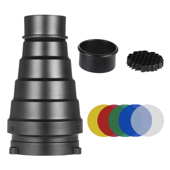 Zeiwohndc Honeycomb Grid Conical Snoot Color Filter Kit Lightweight Metal Photography Flash Snoot