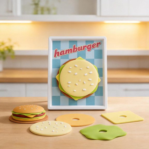 Zeiwohndc Insulated Coasters Set For Dining Table Hamburger Themed Nonslip Placemat