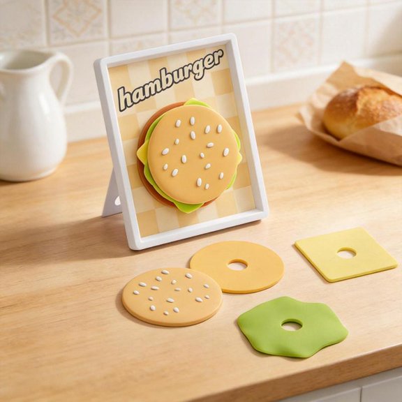 Zeiwohndc Insulated Coasters Set For Dining Table Hamburger Themed Nonslip Placemat