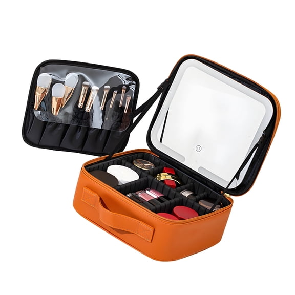 Zeiwohndc Intelligent Light Up Makeup Case Water Resistant PU Exterior Spacious