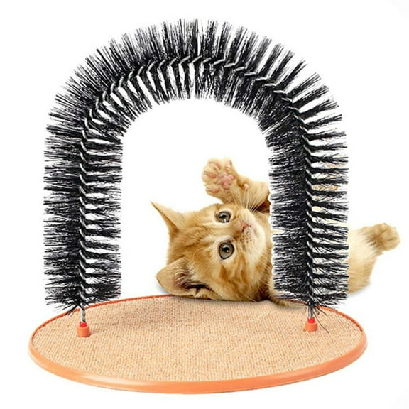 Zeiwohndc Interactive Cat Brush Scratching Arch for Massage Kitten Self Grooming Device