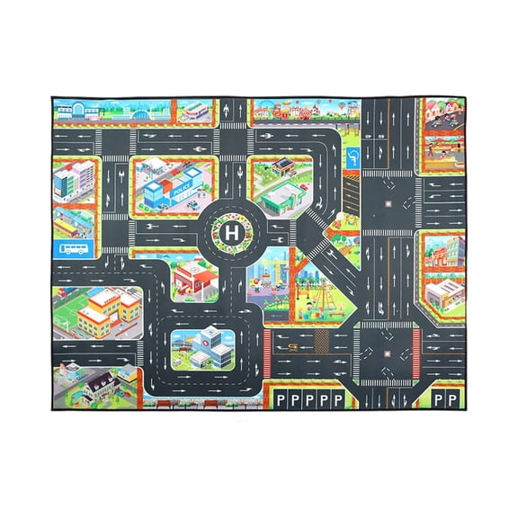 Zeiwohndc Kids City Traffic Playmat Toy With Building Road Sign Pattern For Indoor Fun