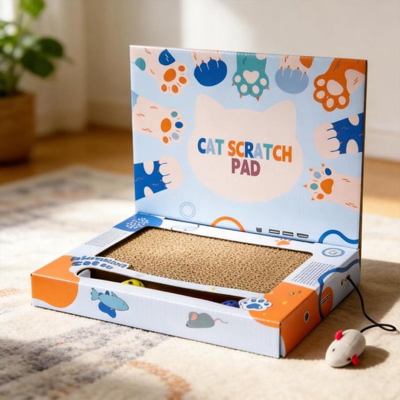 Zeiwohndc Laptop Cats Scratcher Pad Computer Shape Scratch Board Cats Durability