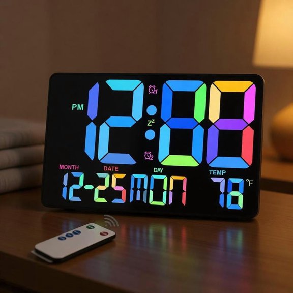 Zeiwohndc Large Digital Wall Clock with Big LED Display,Remote Control,Wall Desk Clocks