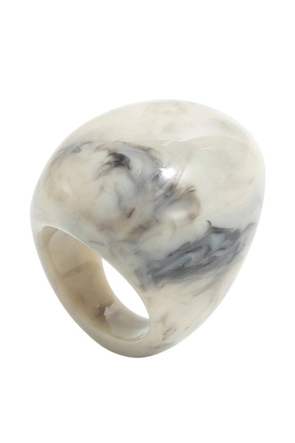 Marbled Effect Resin Art Rings Curved Wide Band Design Safe Construction