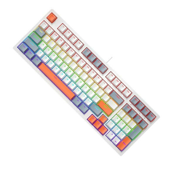 Zeiwohndc Mechanical Gaming Keyboard 98Keys with LED, Ergonomic Keyboard for PC Use