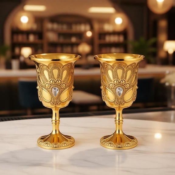 Zeiwohndc Metal Wine Cups Retro Chalices Goblet European Style Embossed Drinking Cups