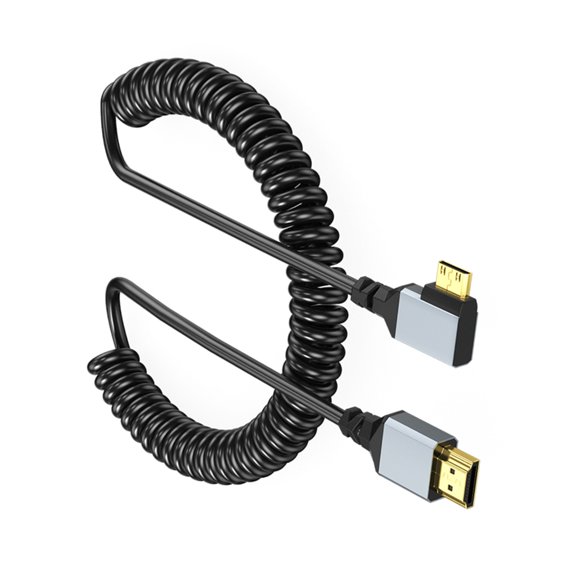 Zeiwohndc Mini Video Extension Coiled Cable 90 Degree Option 4K60Hz For Tablets Laptop