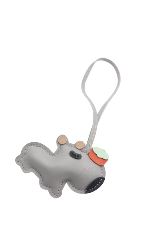 Modern Stacked Capybaras Charm Sturdy Leather Keychain For Personalization