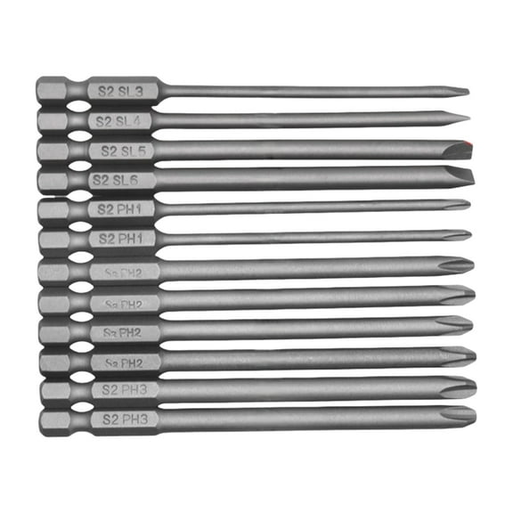 Zeiwohndc Pack of 12 Precisions 100MM Long Screwdriver Bit Set Hex Shank for Power Tool