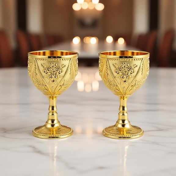 Zeiwohndc Pack of 2 30ml Metal Shot Glasses Renaissances Medieval Mini Goblet Wine Cups