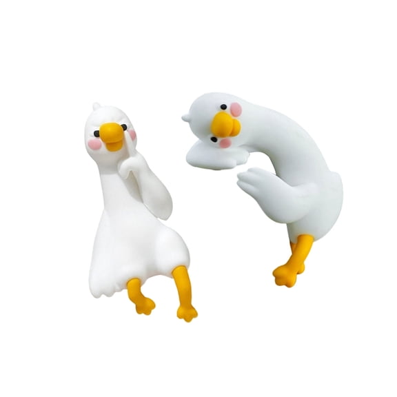 Zeiwohndc Pack of 2 Geese Miniature Figurines for Computer Monitor and Creative Display