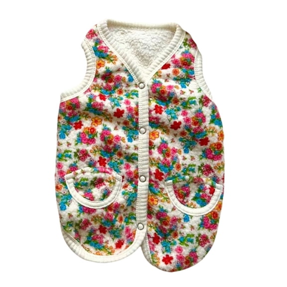 Zeiwohndc Pet Winter Coat Floral Pattern Padded Vest for Small Dog Cats Festival Event
