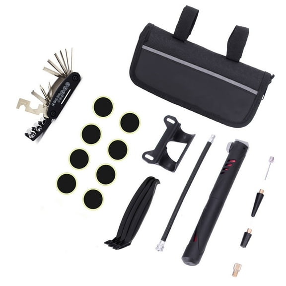 Zeiwohndc Portable Bicycle Cycling Mountain Bike Multi Function Puncture Tyre Pump Tire Repair Tools Bag Set
