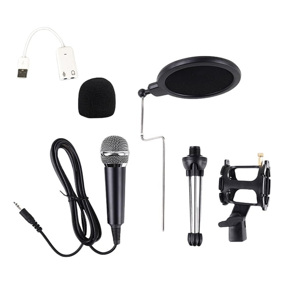 Zeiwohndc Portable Condenser Mic Kit for Online Classes Karaoke USB/3.5mm Adapter