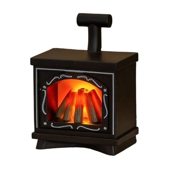 Zeiwohndc Realistic Flame Effect LED Fireplaces Miniature Model Furniture for Doll House