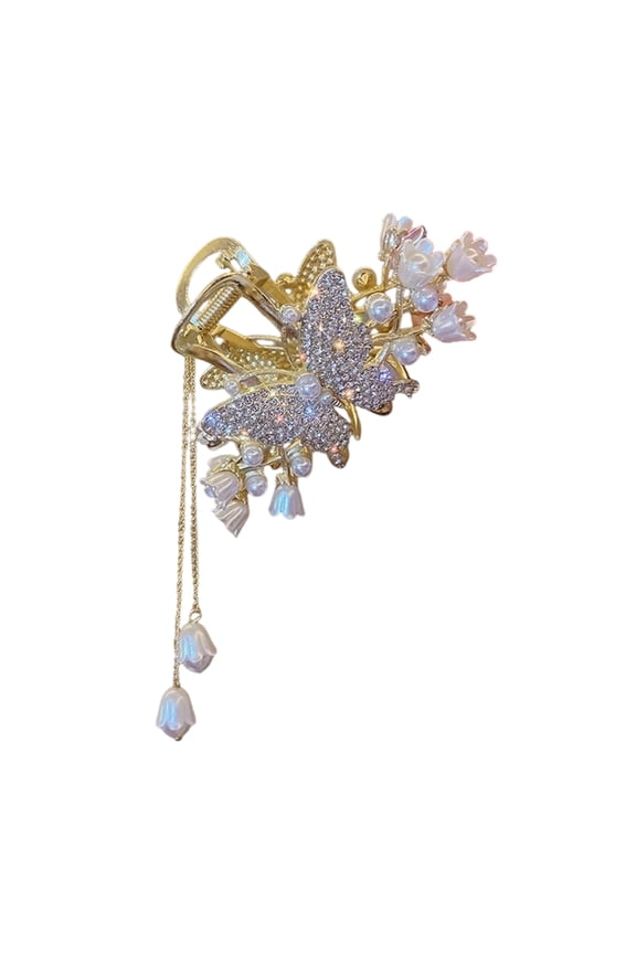 Rhinestones Hair Clip With Beaded Fringe Durability Metal Hair Accessory