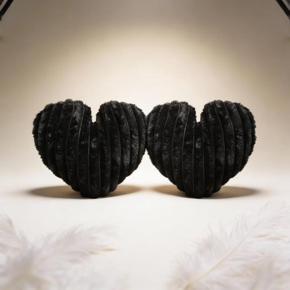 Zeiwohndc Set of 2 Decorative Throw Pillows with Heart Stripe Faux Furs Furry CushionGift