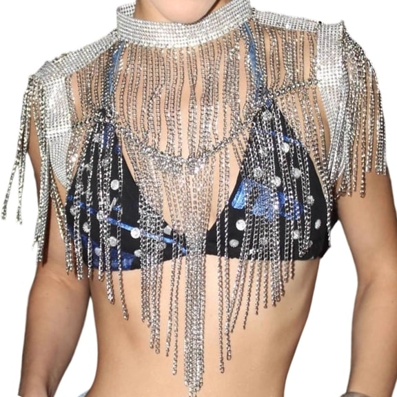 Zeiwohndc Shimmering Alloy Body Necklace Elegant Layered Design Party Outfit Decors