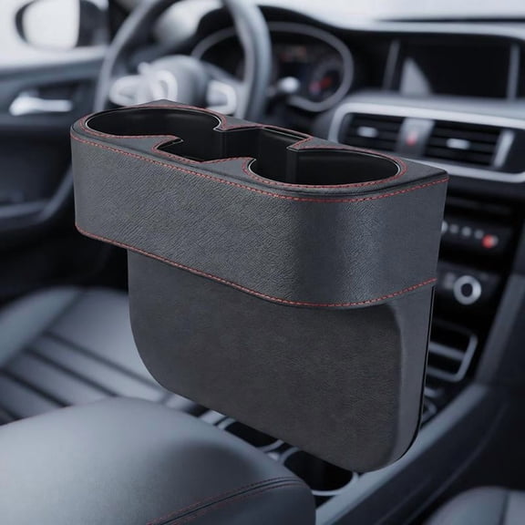 Zeiwohndc Smooth Leather Vehicle Center Console Space Solution With Beverage Slot