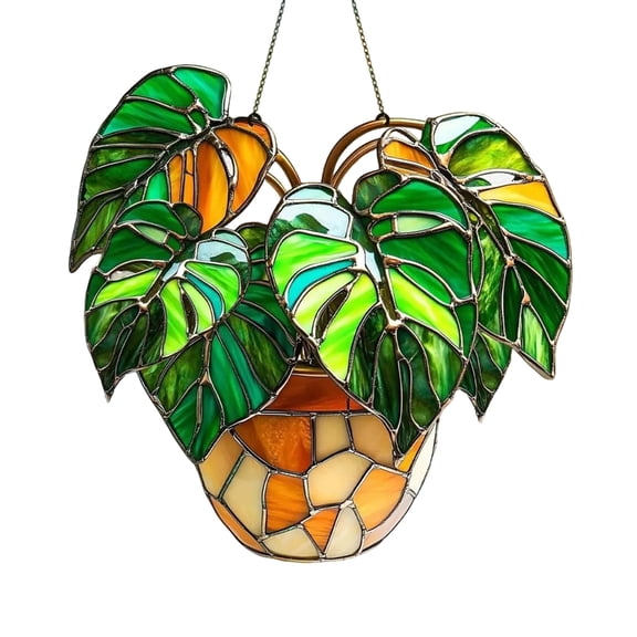 Zeiwohndc Stained Glass Window Hangings,Birds Sunflowers Window Panel Decors Ornament