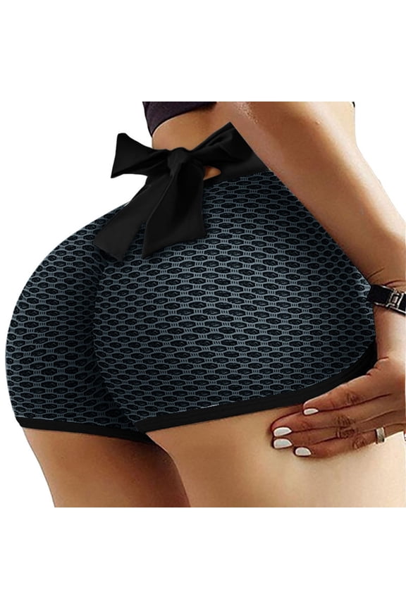 Stretchy Booty Sculpting Gym Shorts Bowknot Detail Moisture Wicking Fabric