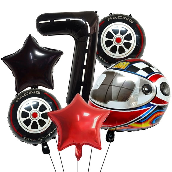 Zeiwohndc Sturdy Portable Aluminum Foil Balloons Racing Theme For Birthday Celebration