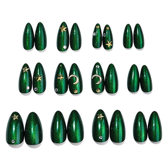 Zeiwohndc Stylish Press On Nail Emerald Almond Shape Practical ABS Comfortable Wear