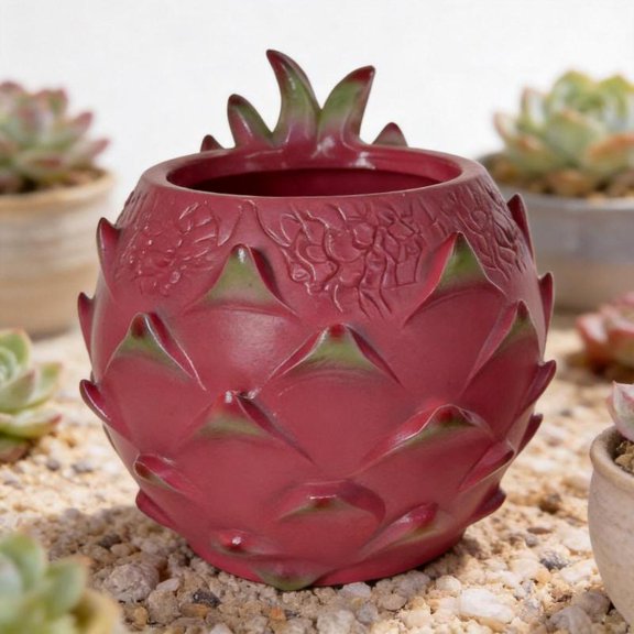 Zeiwohndc Succulents Pots with Drainage,Cartoon Pitaya Planter Desktop Plant Flower Pot