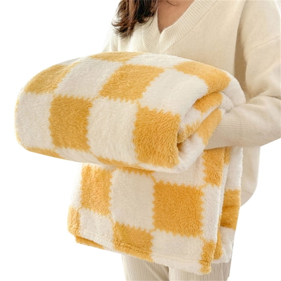 Zeiwohndc Thickened Flannel Blanket Stylish Grid Pattern for Travel