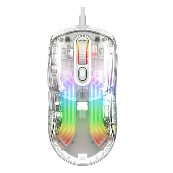 Zeiwohndc Transparent Game Mouse RGB Light Mechanical Gaming Mouse E-sports Mute Mouse