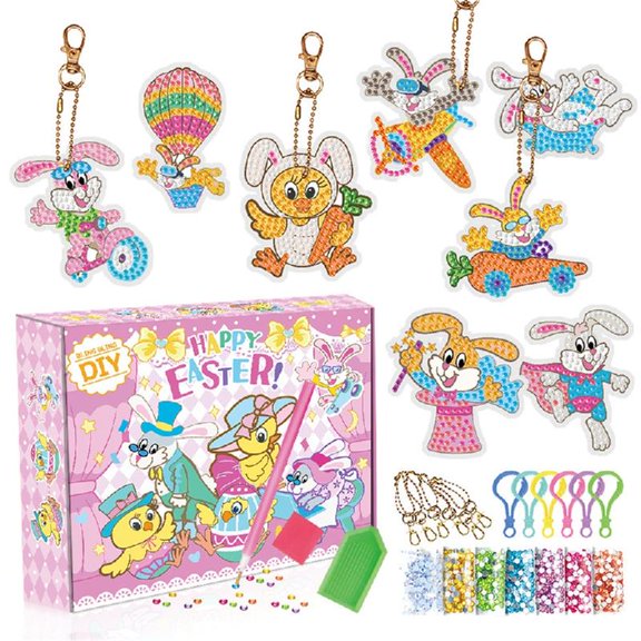 Zeiwohndc Twinkle Lucky Keychains Fortune-bring Rhinestone Rabbit DIY Craft Kit