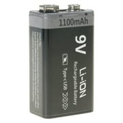 Zeiwohndc Type C 9V 6F22 Lithium Battery 800/1100mAh Rechargeable Perfect for Alarms