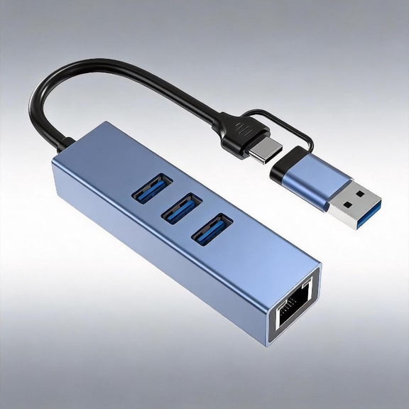 Zeiwohndc USB A USB C to USB3.0 Hubs With Gigabit Ethernet Port Adapter For Office Home