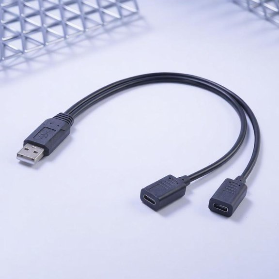 Zeiwohndc USB to Double Type C Female Converters Cord For Mobile Devices Fast Charging