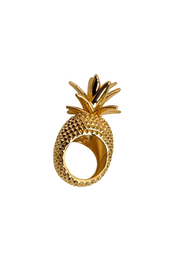 Unique Wide Pineapple Shape Finger Rings Retro Metal Finish Alloy Texture